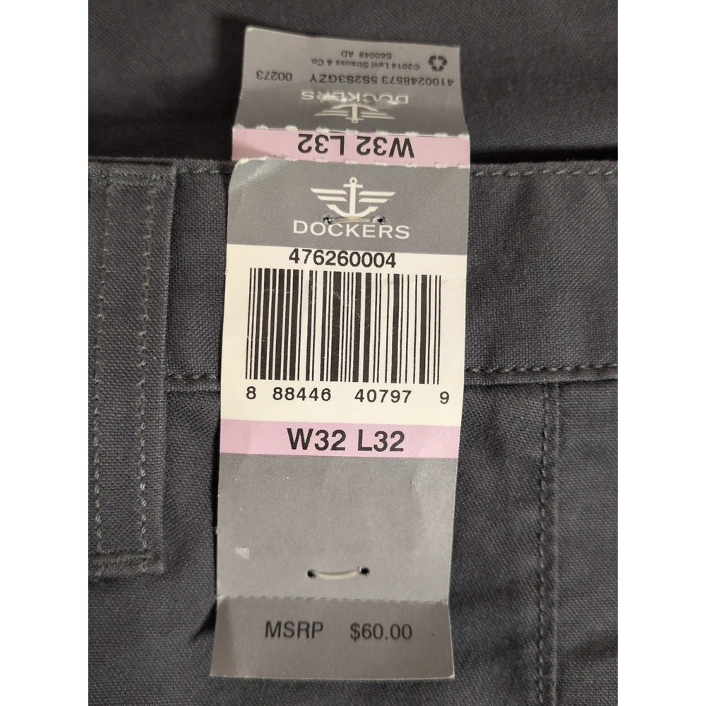 Docker‎ Men's Straight Fit Flat Front Pants Size 32x32 Gray New With Tags - Picture 4 of 6